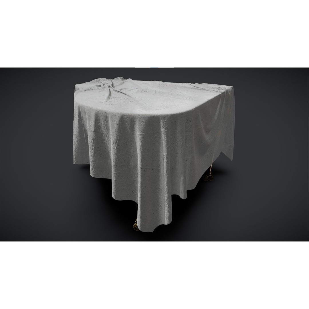 Draped Piano 3D Model – Low Poly Game Asset, FBX, PBR Textures - View 6