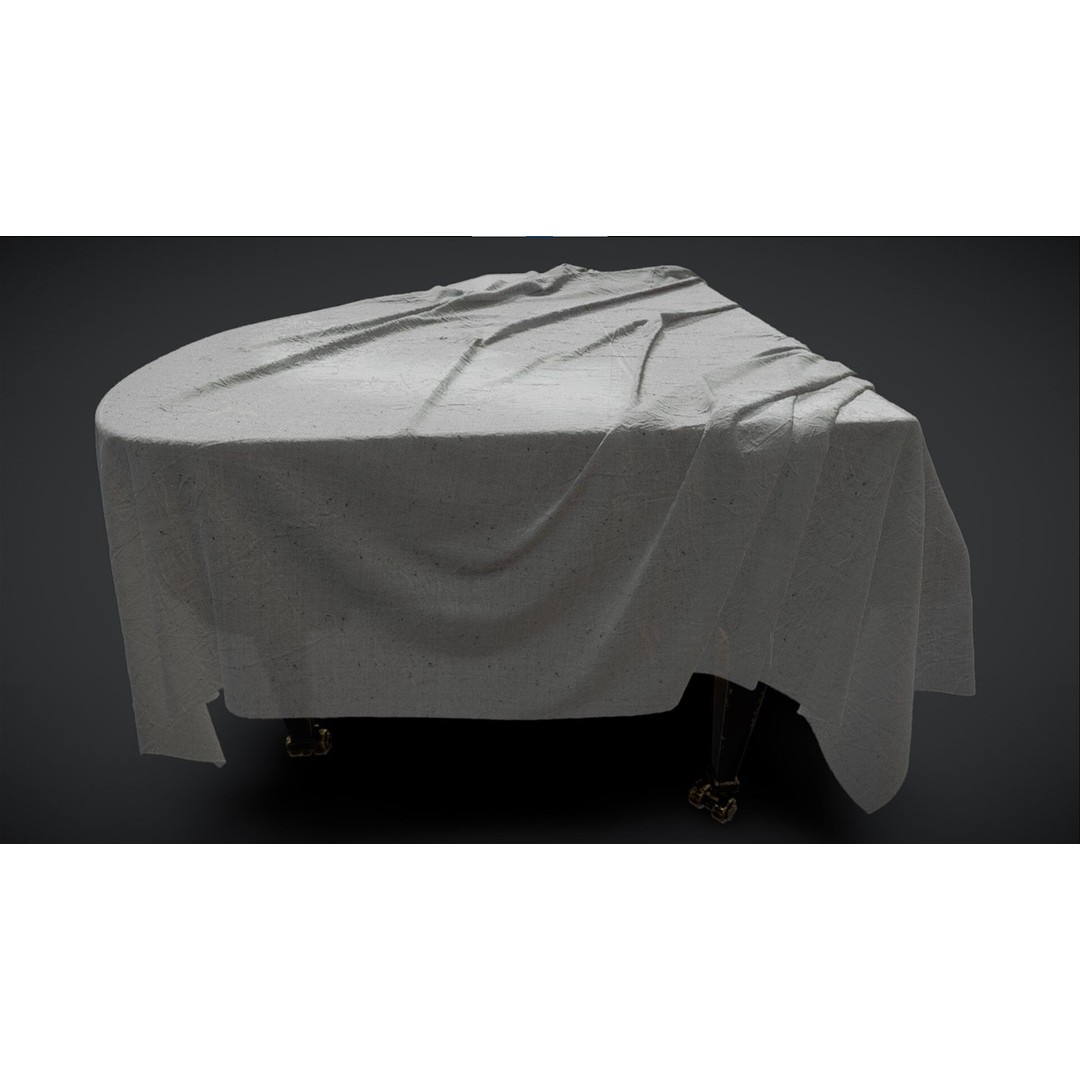 Draped Piano 3D Model – Low Poly Game Asset, FBX, PBR Textures - View 7