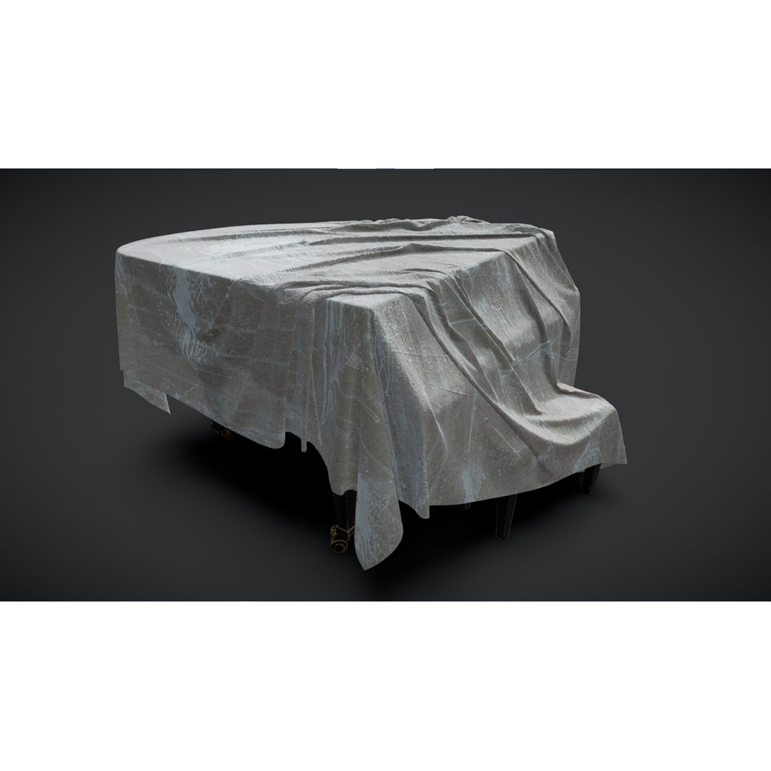 Draped Piano 3D Model – Low Poly Game Asset, FBX, PBR Textures - View 8