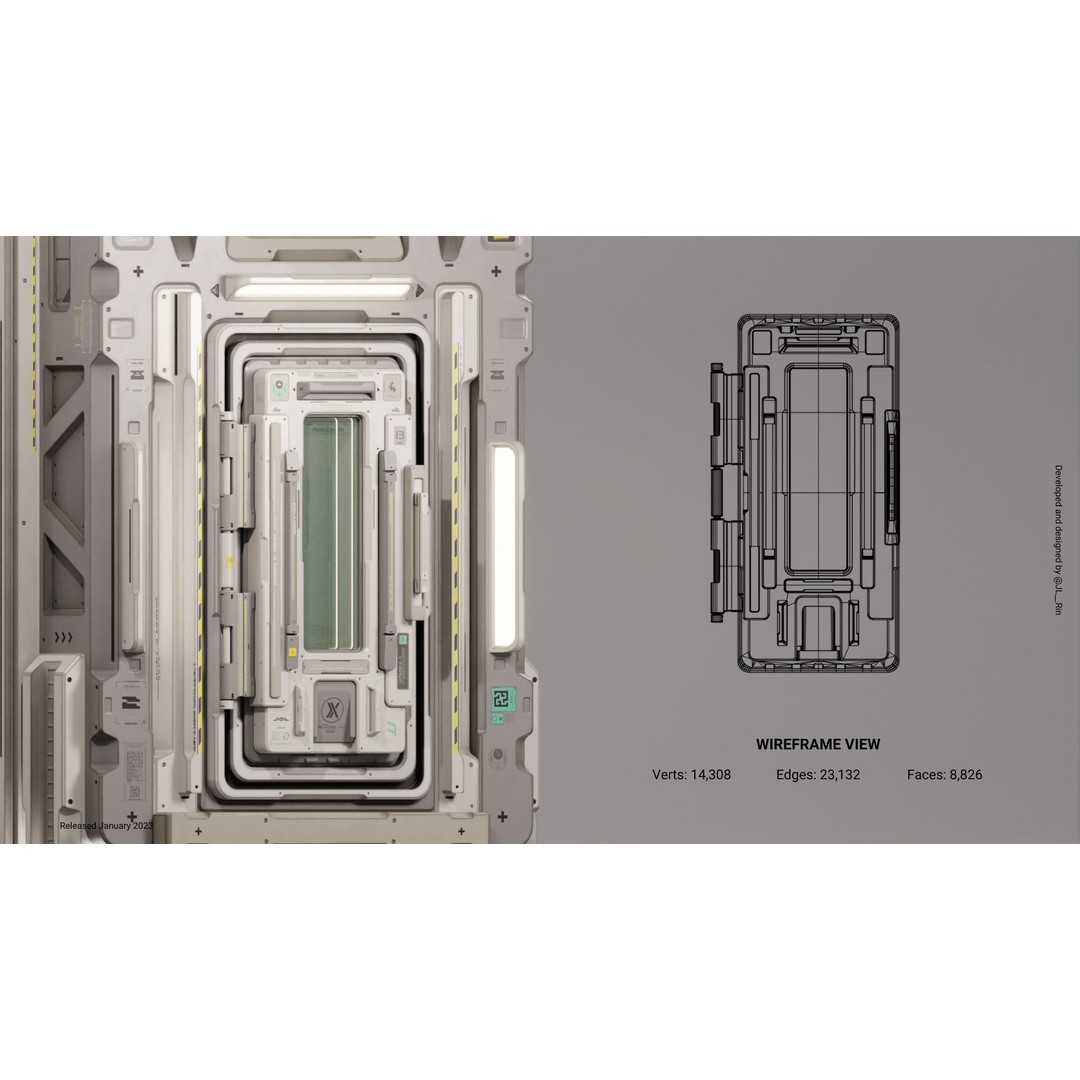 Sci-Fi Doors 3D Model – Futuristic Design with PBR Textures, Blender