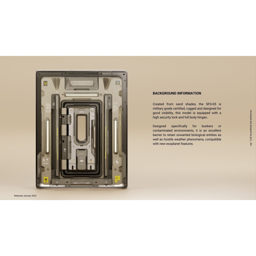 Sci-Fi Doors 3D Model – Futuristic Design with PBR Textures, Blender - View 3