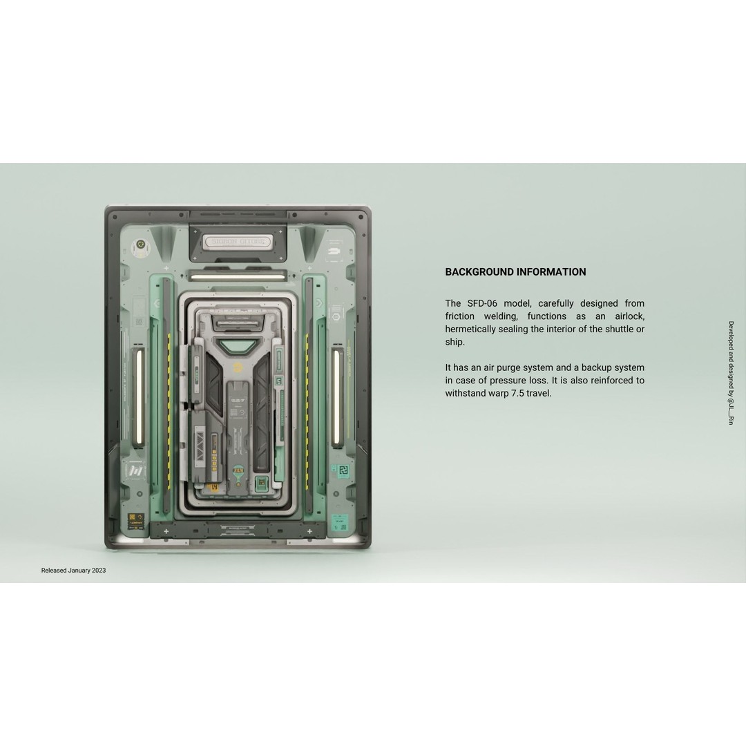 Sci-Fi Doors 3D Model – Futuristic Design with PBR Textures, Blender - View 5
