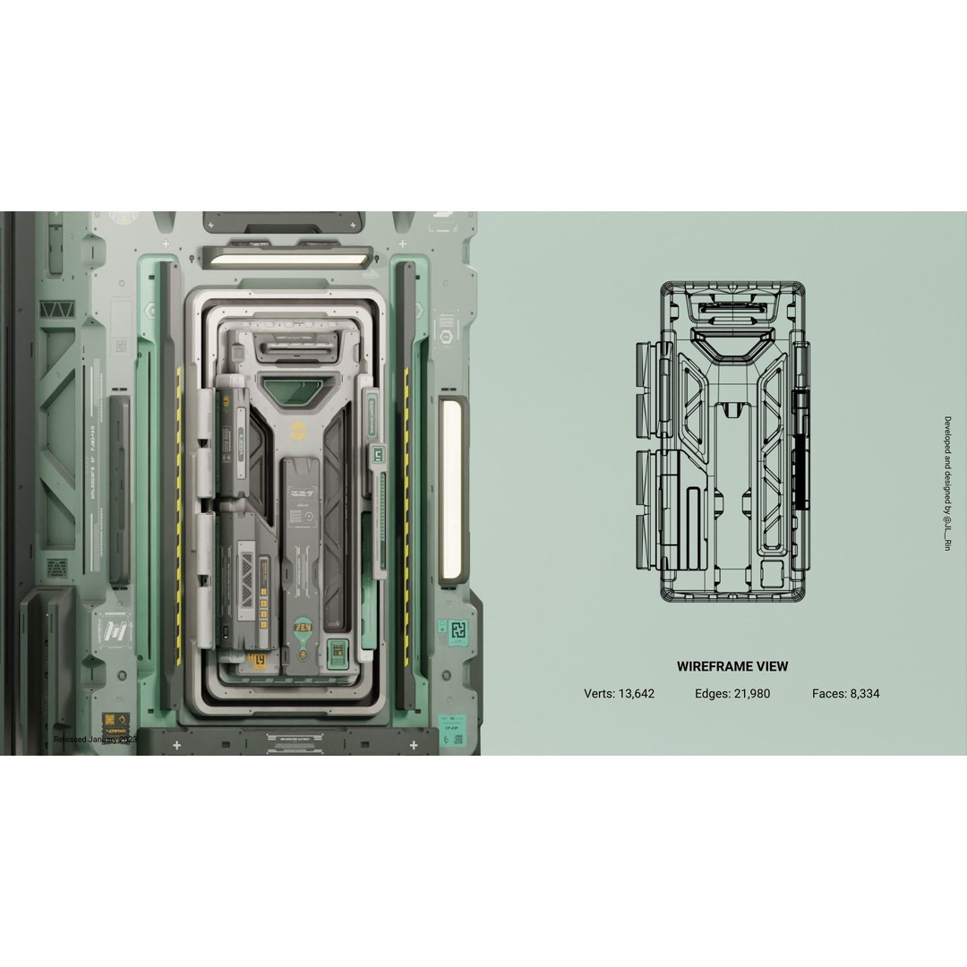 Sci-Fi Doors 3D Model – Futuristic Design with PBR Textures, Blender - View 6