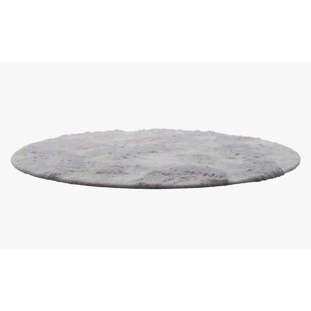 Benuta Dave Round Fur Rug 3D Model – Shaggy Textile, PBR Textures - View 11