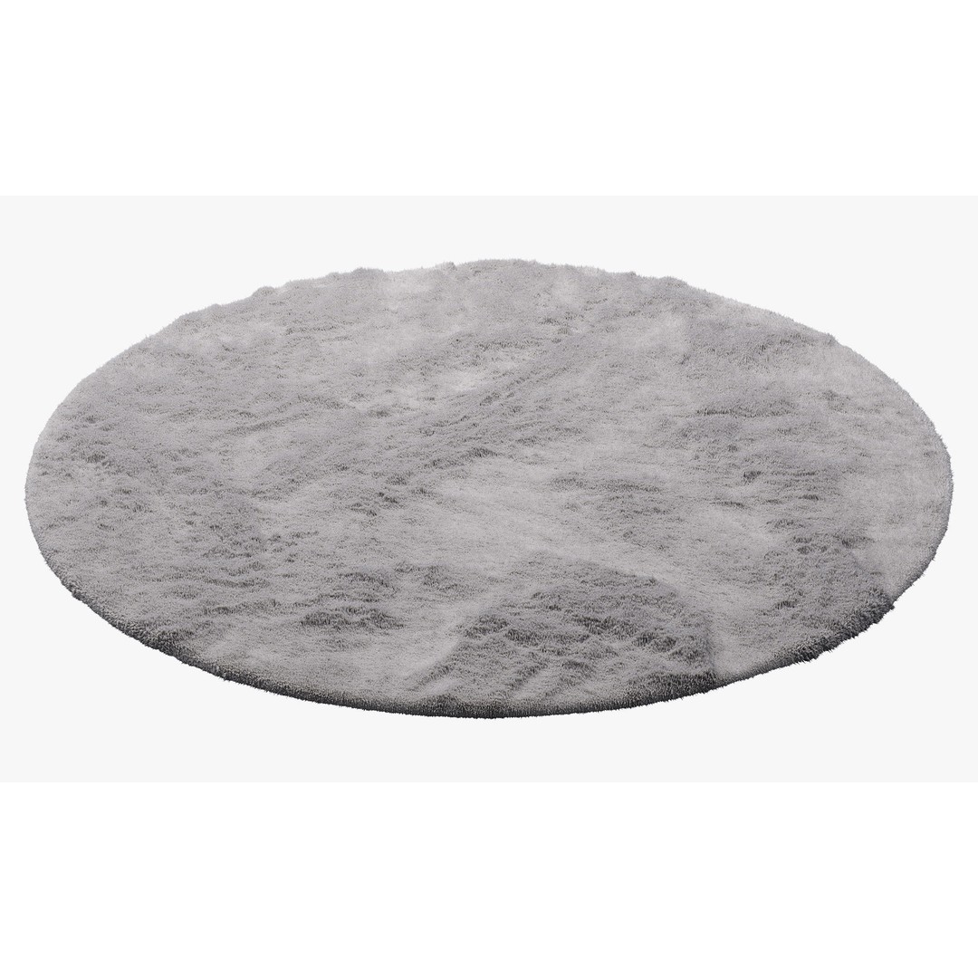Benuta Dave Round Fur Rug 3D Model – Shaggy Textile, PBR Textures - View 12