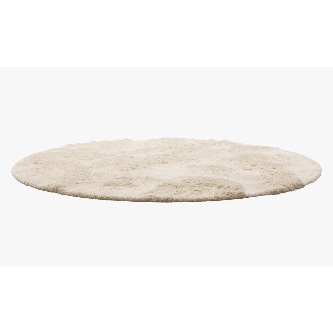 Benuta Dave Round Fur Rug 3D Model – Shaggy Textile, PBR Textures - View 3