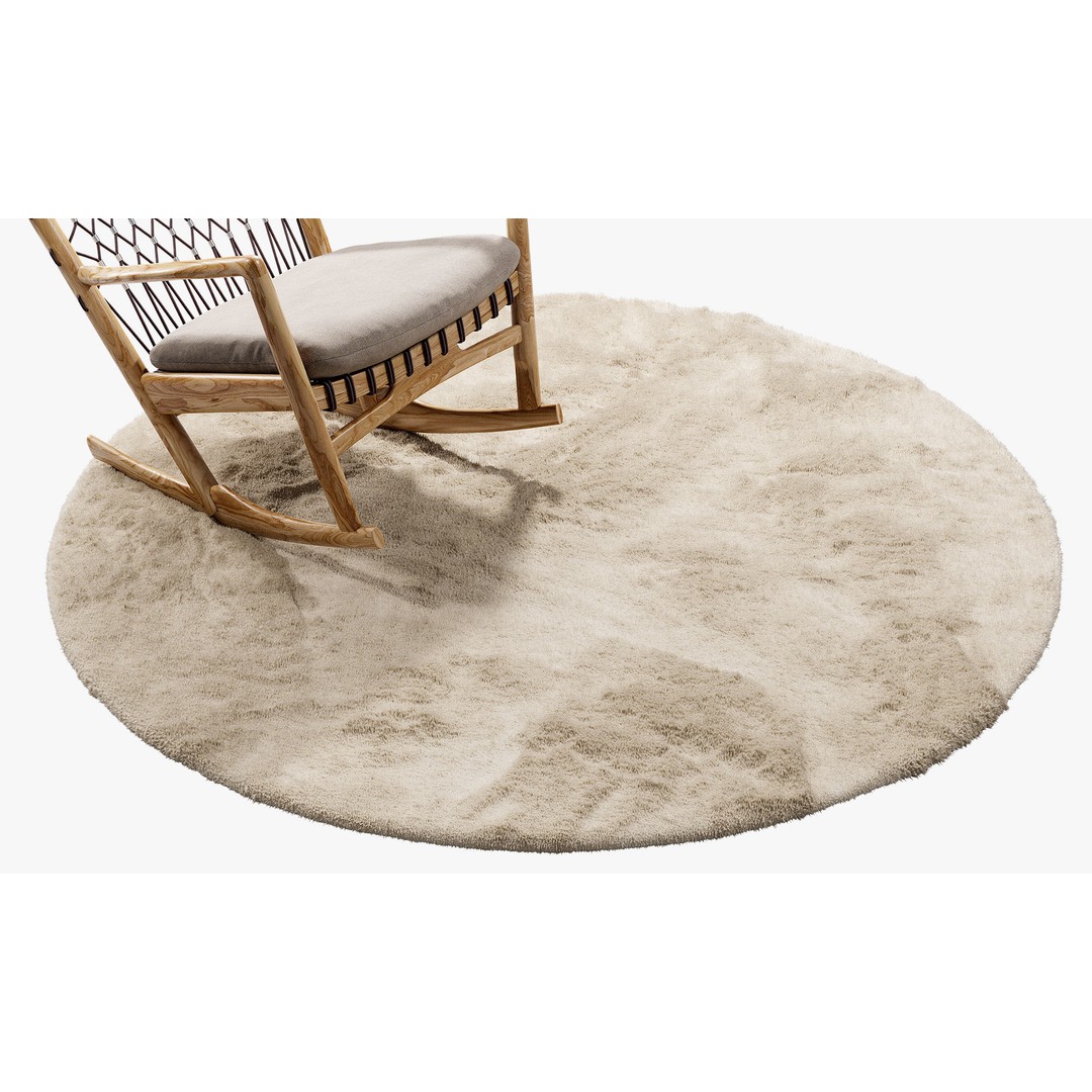 Benuta Dave Round Fur Rug 3D Model – Shaggy Textile, PBR Textures - View 5