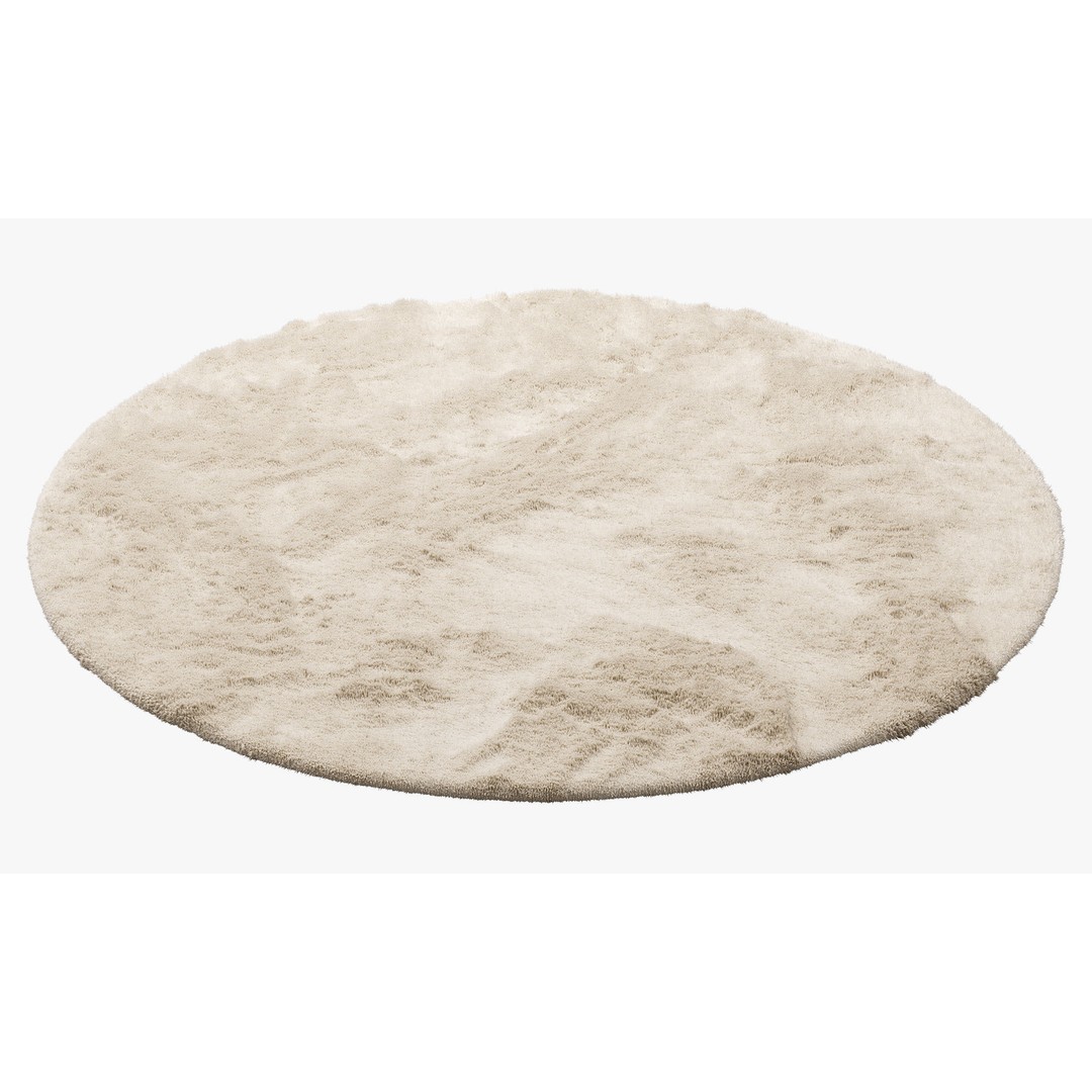 Benuta Dave Round Fur Rug 3D Model – Shaggy Textile, PBR Textures - View 7