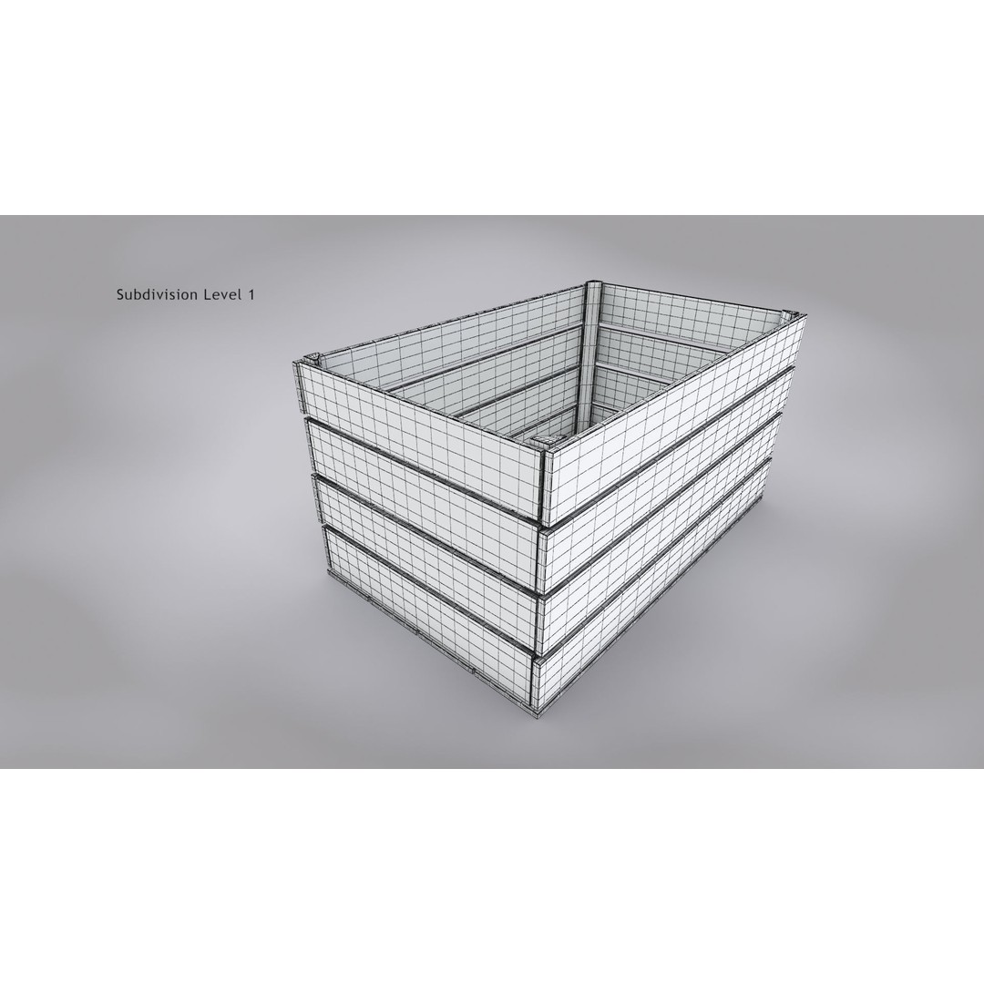 Wooden Fruit Crate 3D Model – Low-Poly PBR Asset, FBX