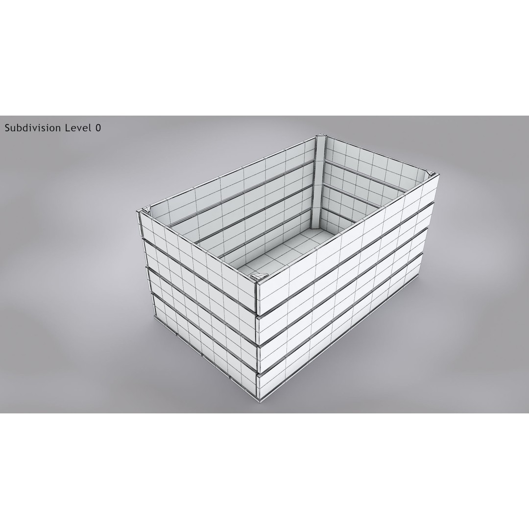 Wooden Fruit Crate 3D Model – Low-Poly PBR Asset, FBX - View 10