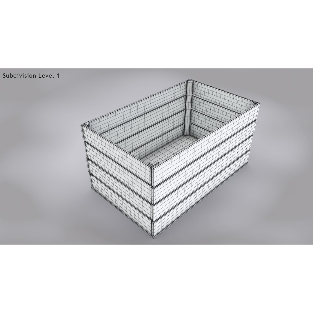 Wooden Fruit Crate 3D Model – Low-Poly PBR Asset, FBX - View 11
