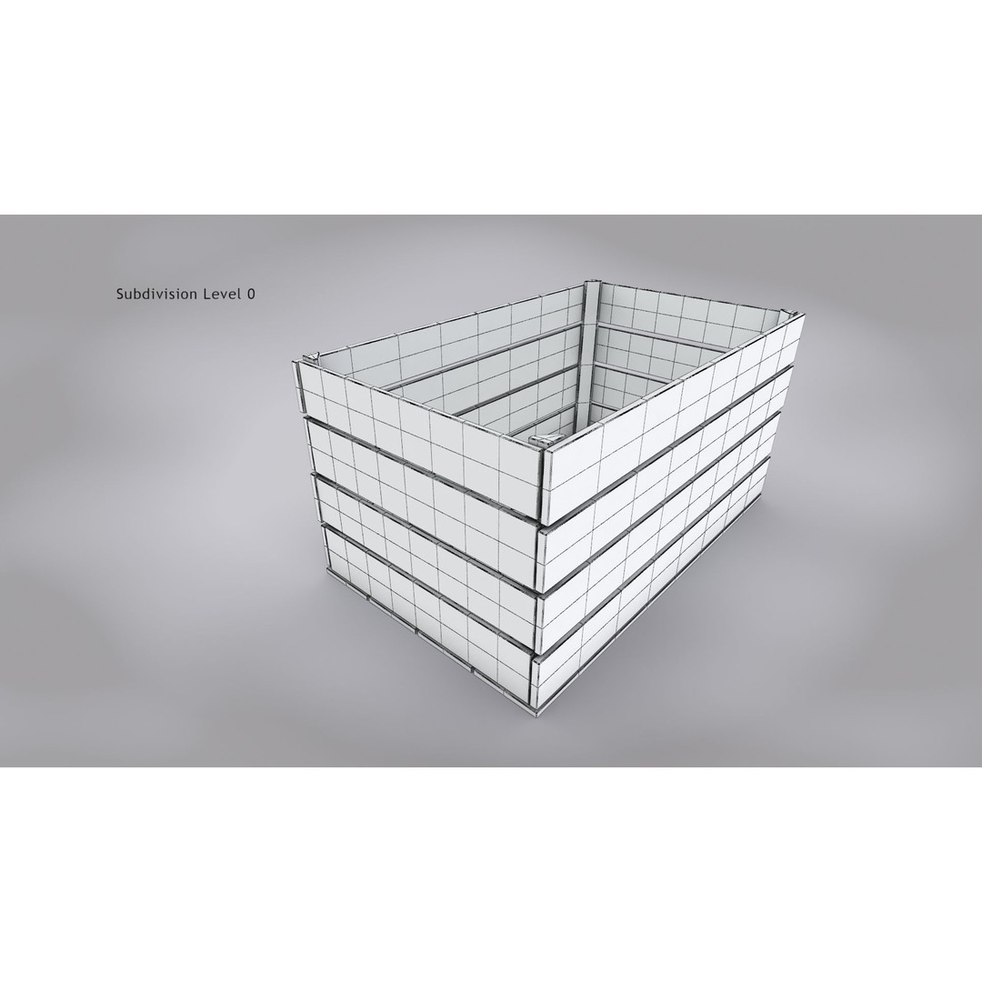 Wooden Fruit Crate 3D Model – Low-Poly PBR Asset, FBX - View 16