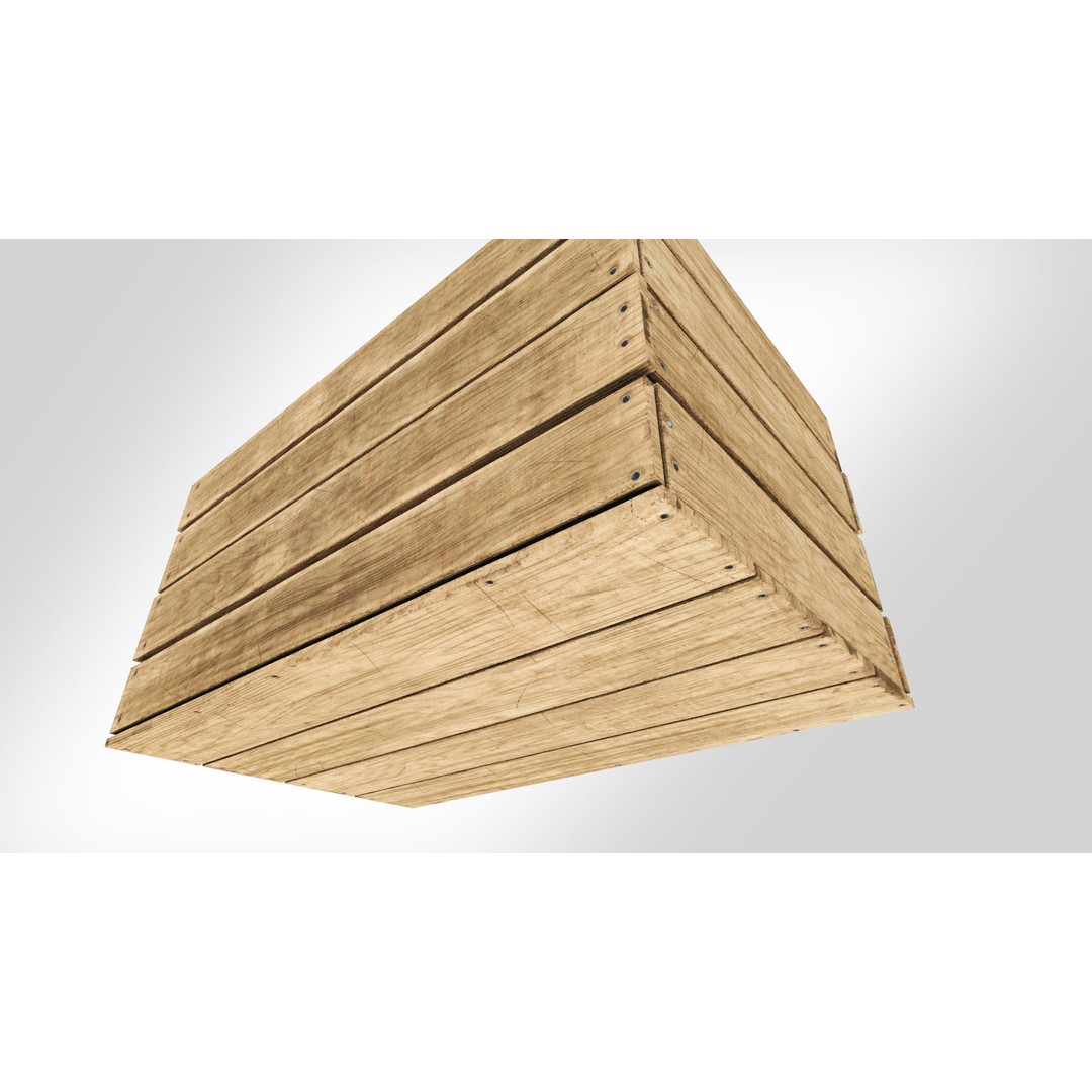 Wooden Fruit Crate 3D Model – Low-Poly PBR Asset, FBX - View 4