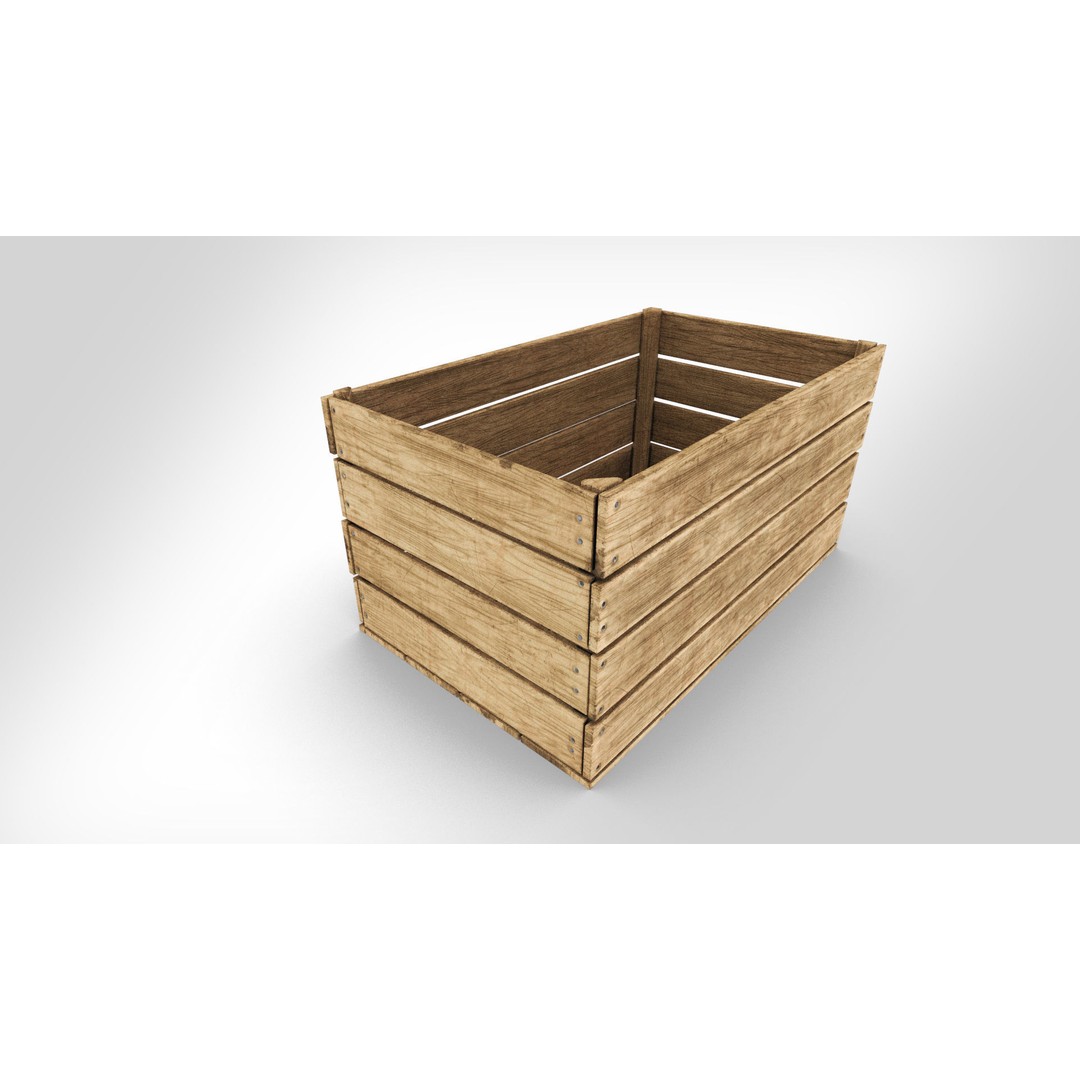 Wooden Fruit Crate 3D Model – Low-Poly PBR Asset, FBX - View 5