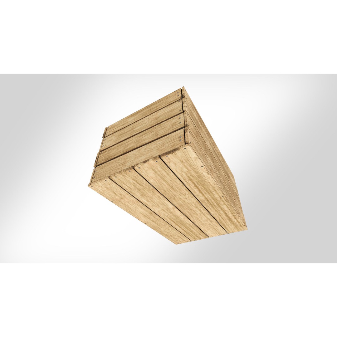 Wooden Fruit Crate 3D Model – Low-Poly PBR Asset, FBX - View 6