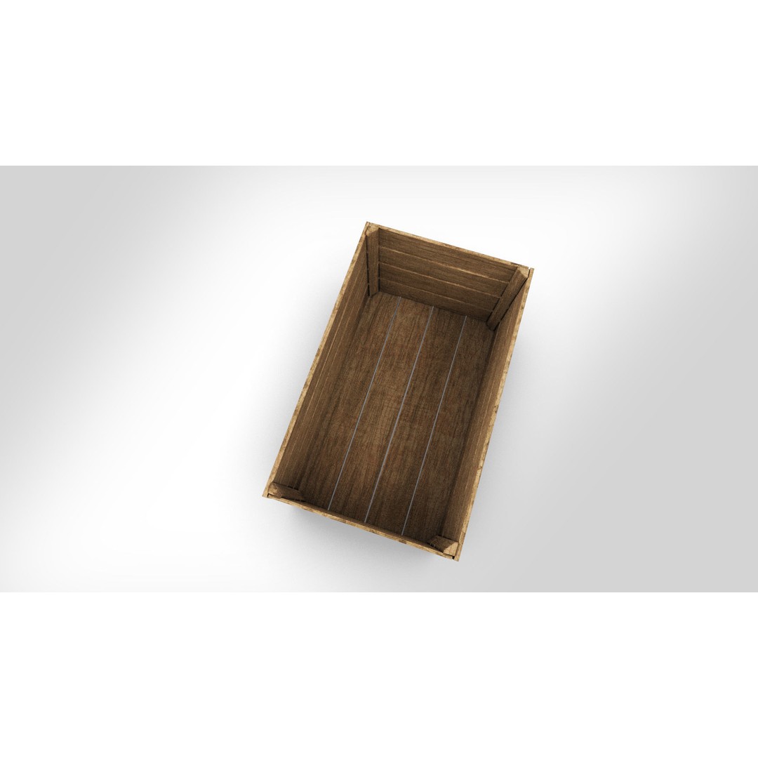 Wooden Fruit Crate 3D Model – Low-Poly PBR Asset, FBX - View 7
