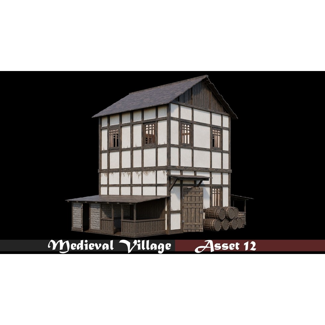 Medieval Village 3D Model – Game Ready Low Poly Collection with 4K Textures - View 18
