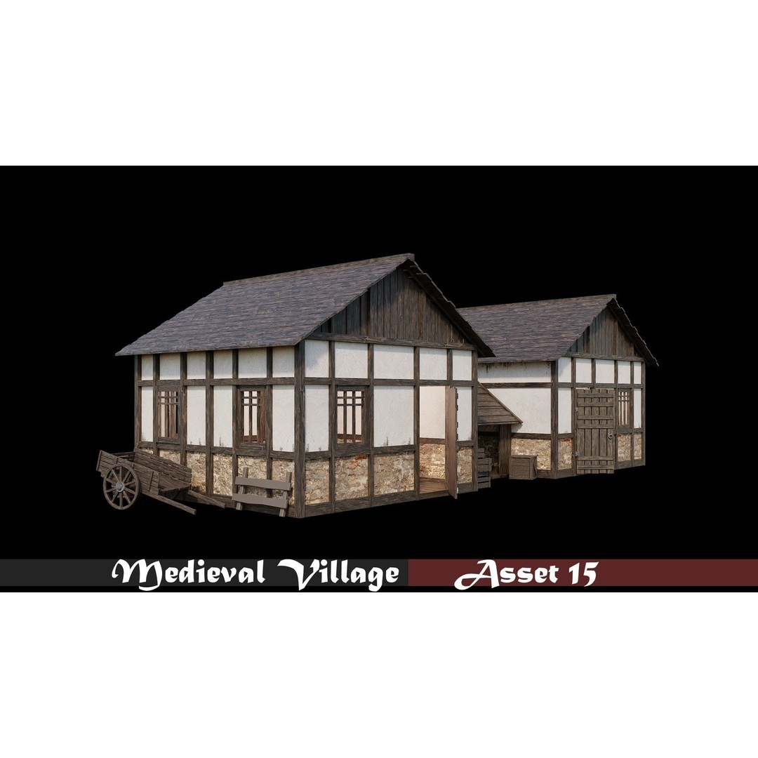 Medieval Village 3D Model – Game Ready Low Poly Collection with 4K Textures - View 21