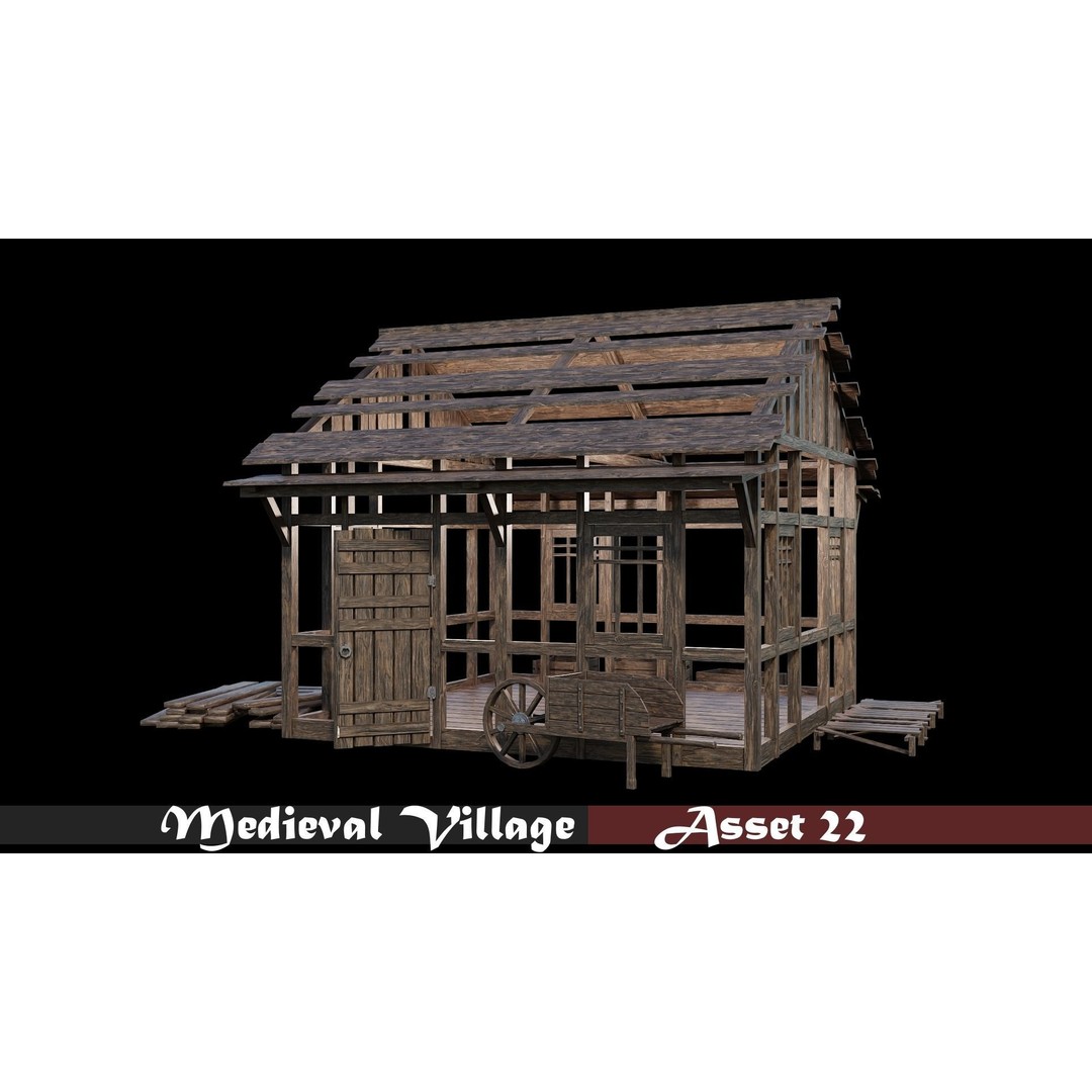 Medieval Village 3D Model – Game Ready Low Poly Collection with 4K Textures - View 28