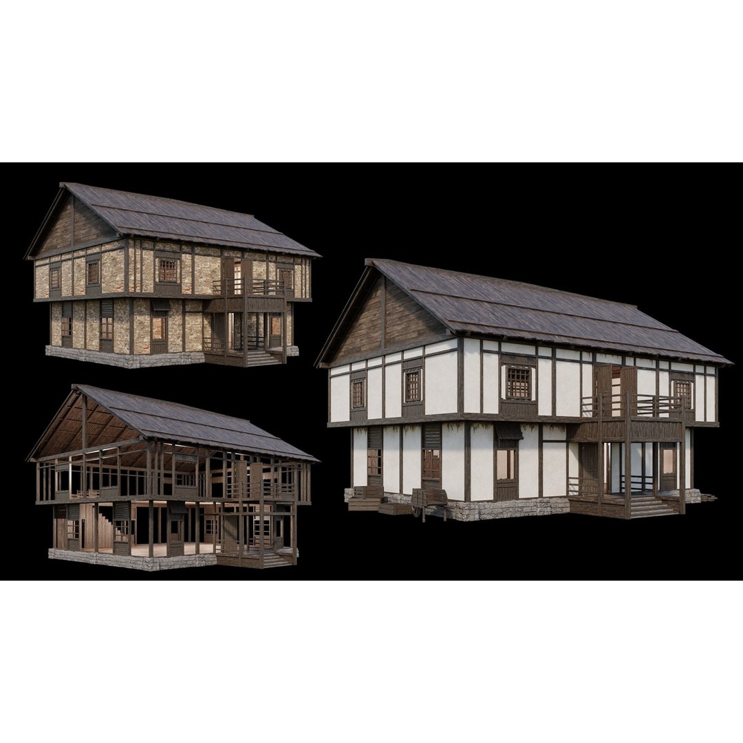 Medieval Village 3D Model – Game Ready Low Poly Collection with 4K Textures - View 32