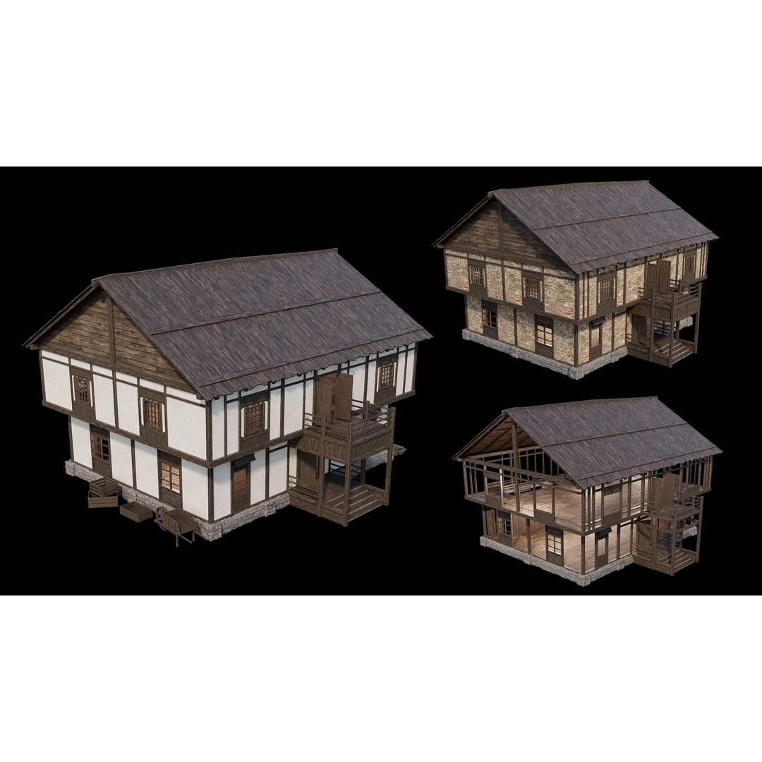 Medieval Village 3D Model – Game Ready Low Poly Collection with 4K Textures - View 33