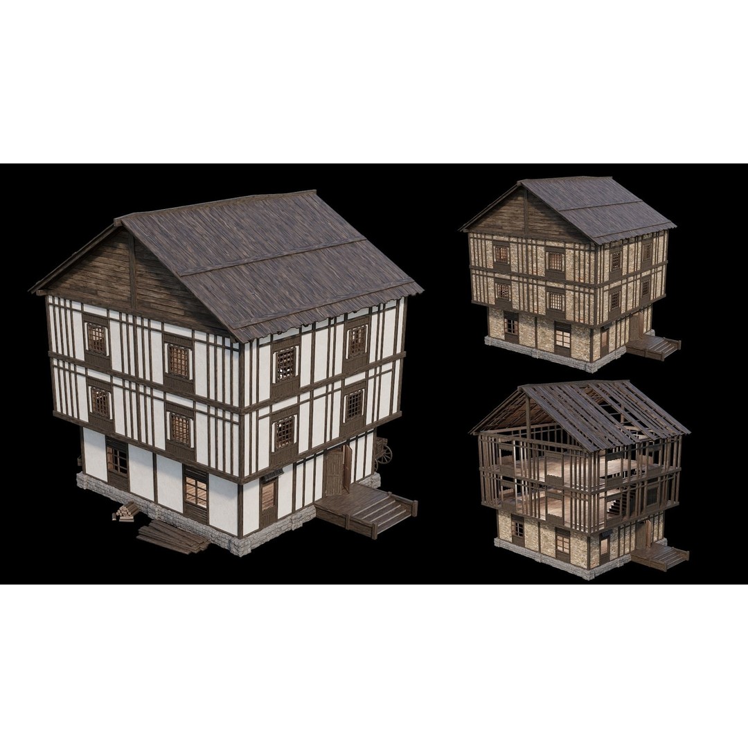 Medieval Village 3D Model – Game Ready Low Poly Collection with 4K Textures - View 39