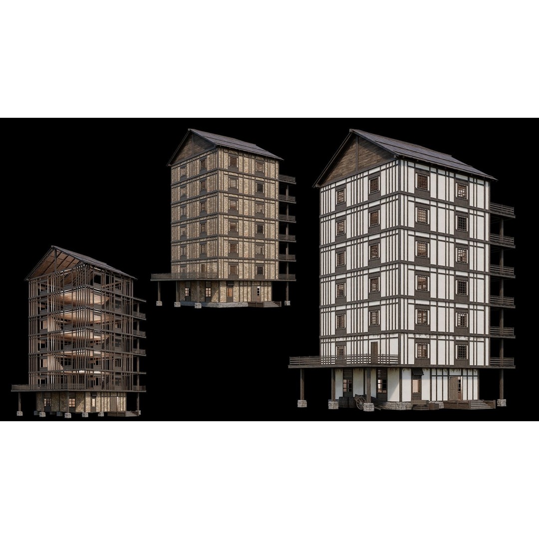 Medieval Village 3D Model – Game Ready Low Poly Collection with 4K Textures - View 40