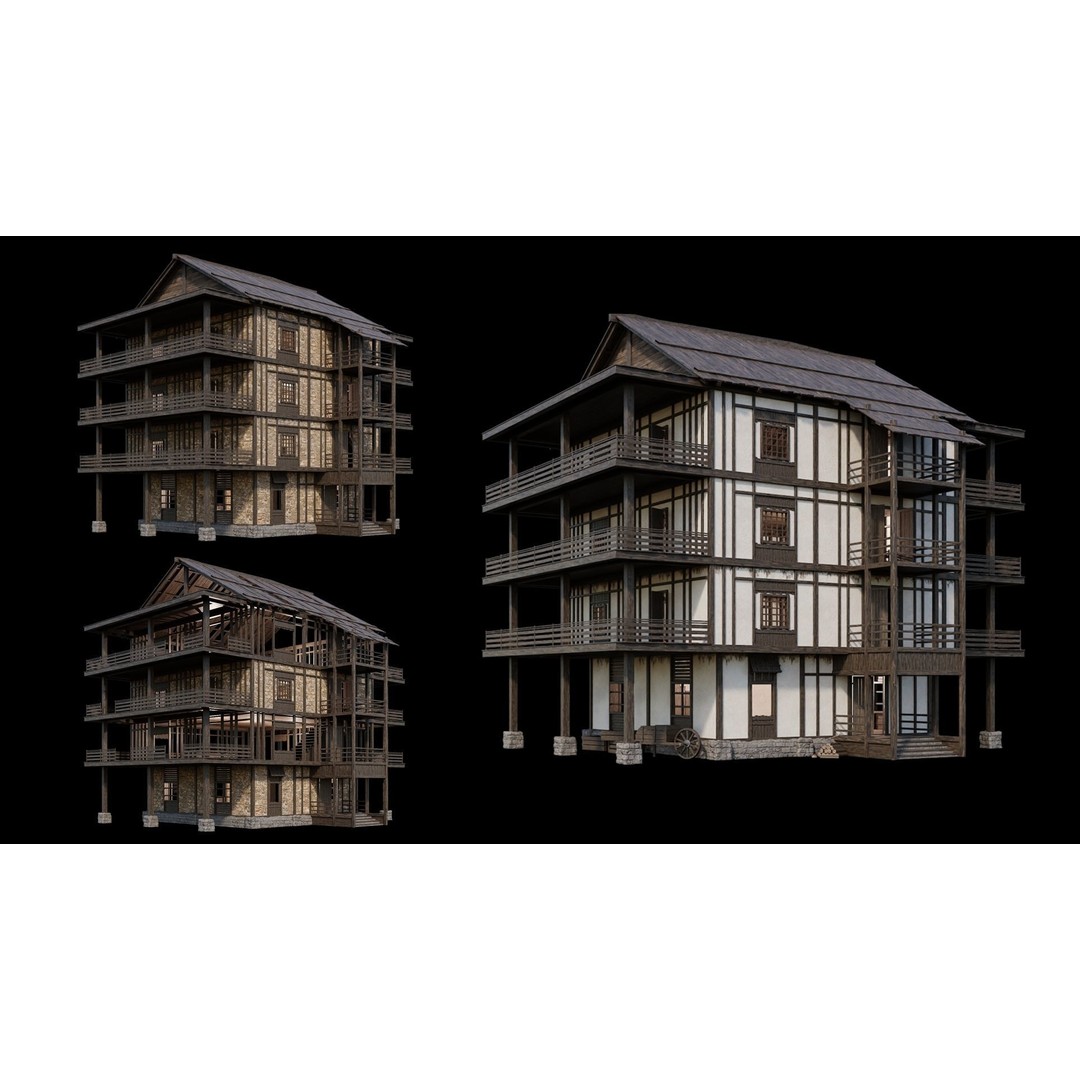 Medieval Village 3D Model – Game Ready Low Poly Collection with 4K Textures - View 42