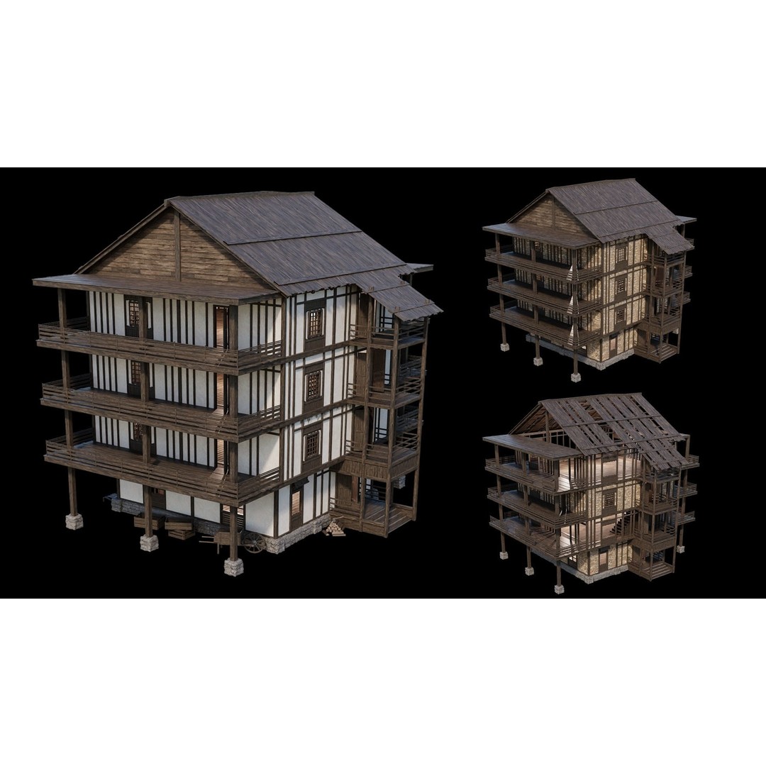 Medieval Village 3D Model – Game Ready Low Poly Collection with 4K Textures - View 43