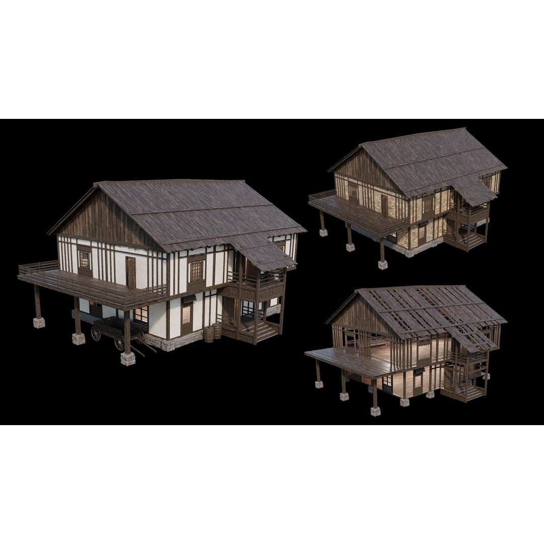 Medieval Village 3D Model – Game Ready Low Poly Collection with 4K Textures - View 45