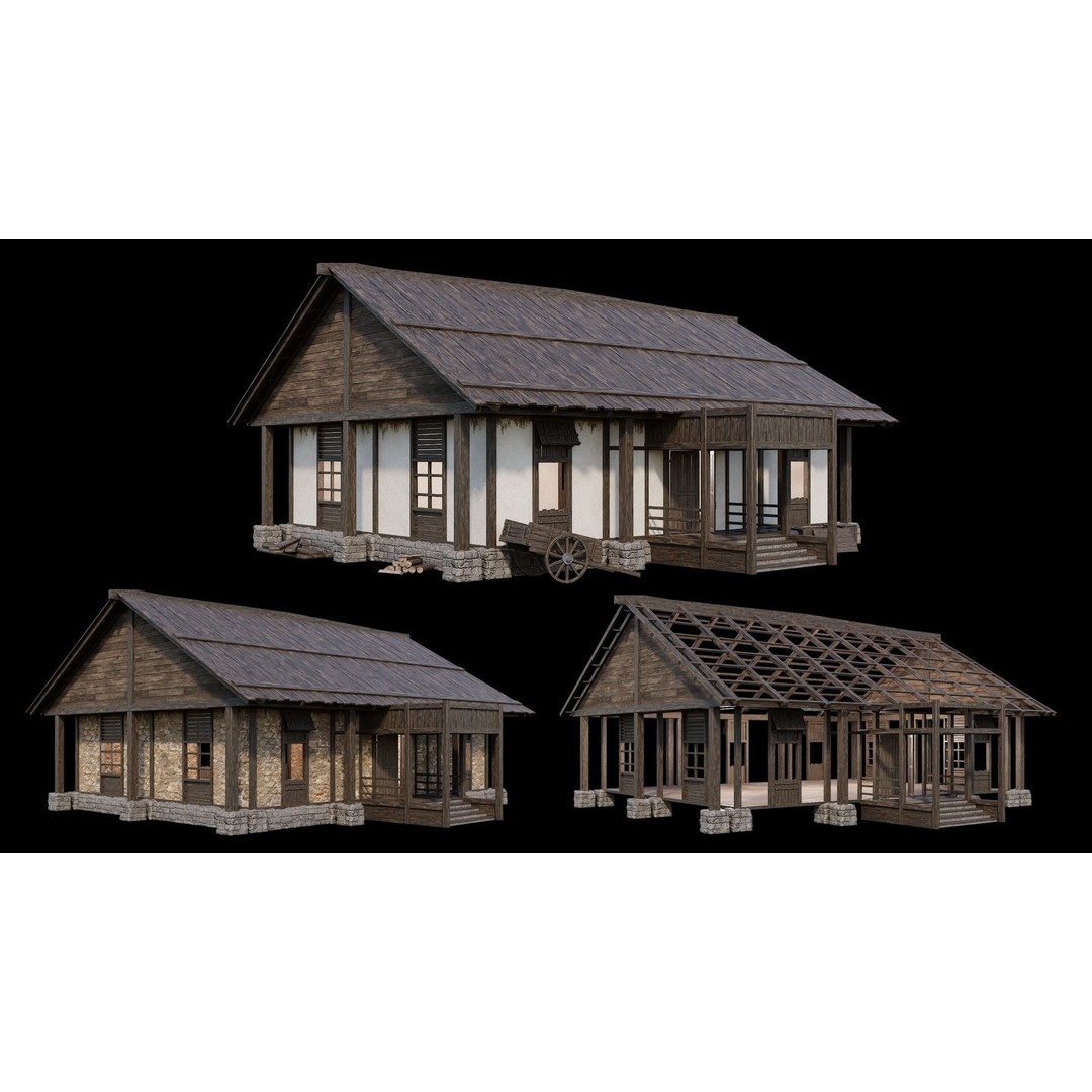 Medieval Village 3D Model – Game Ready Low Poly Collection with 4K Textures - View 46