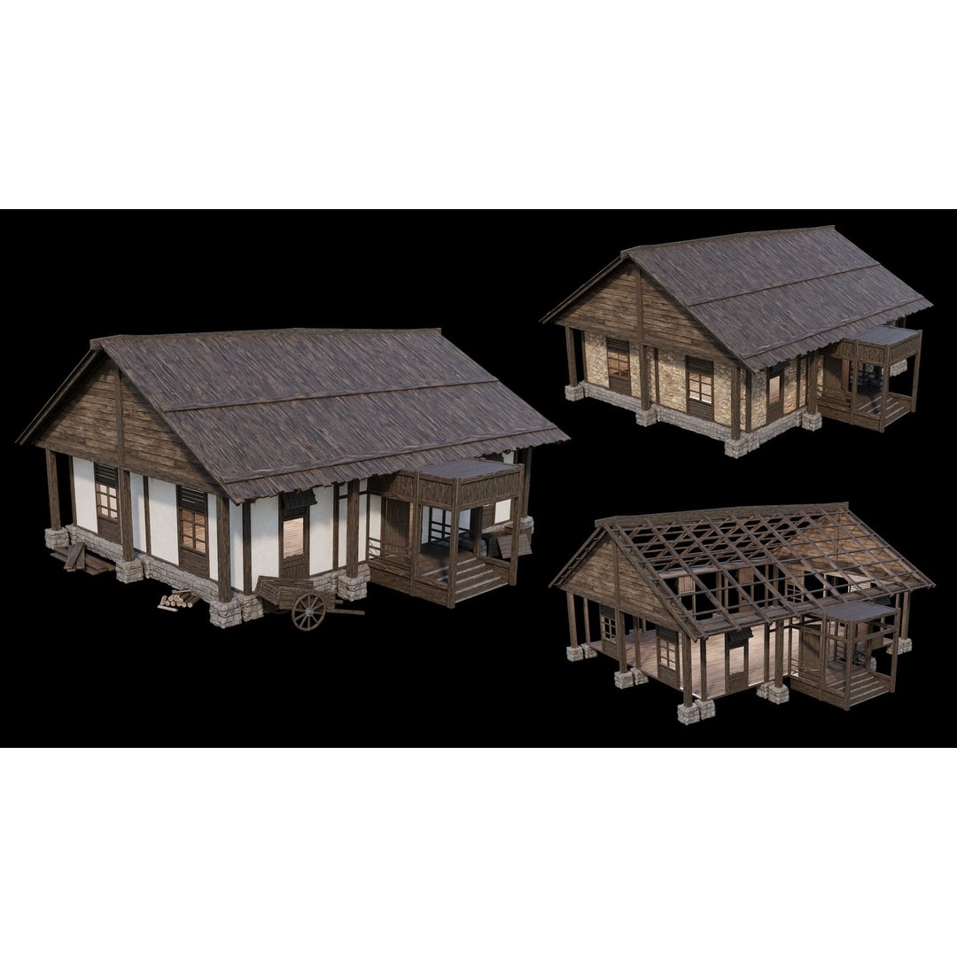 Medieval Village 3D Model – Game Ready Low Poly Collection with 4K Textures - View 47