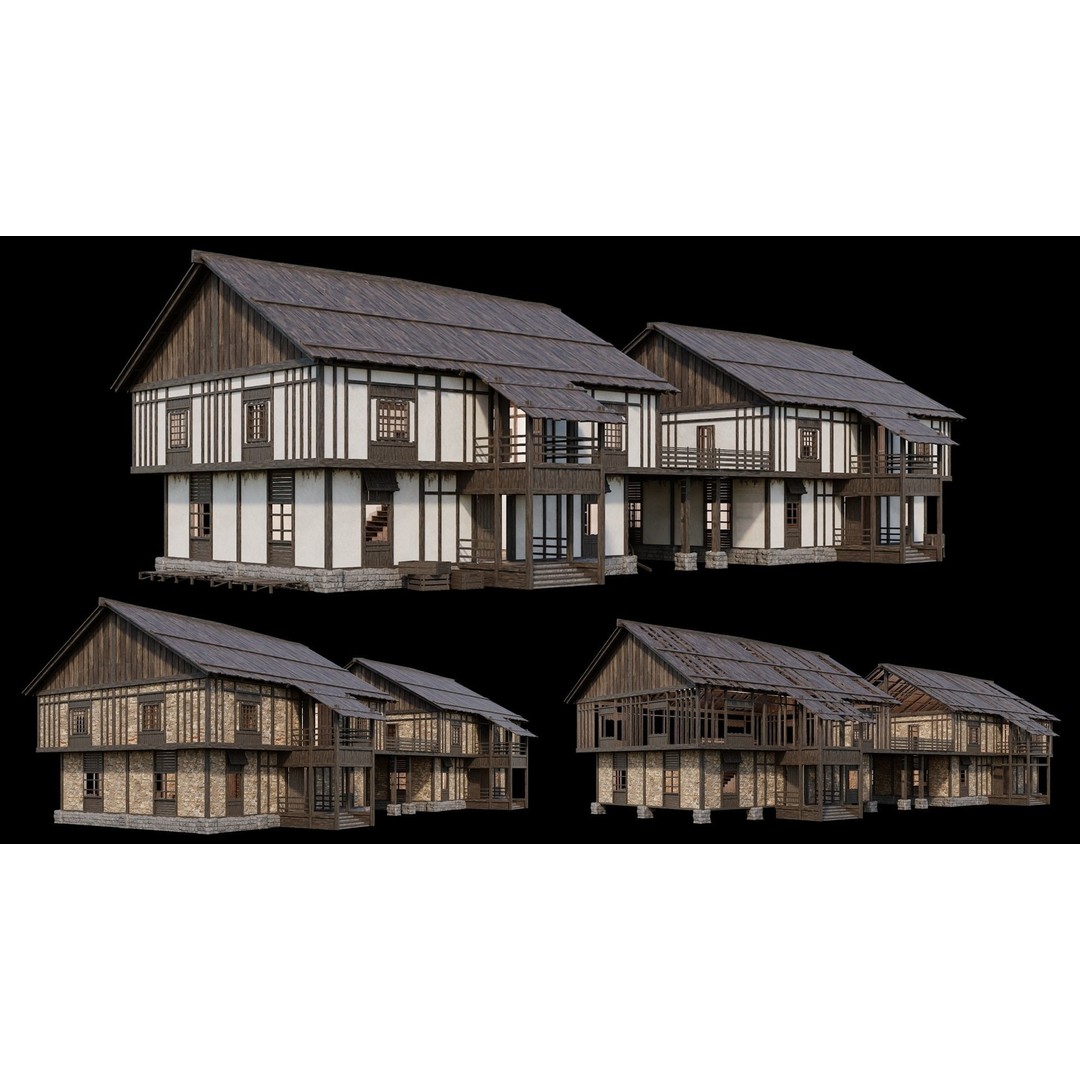 Medieval Village 3D Model – Game Ready Low Poly Collection with 4K Textures - View 48