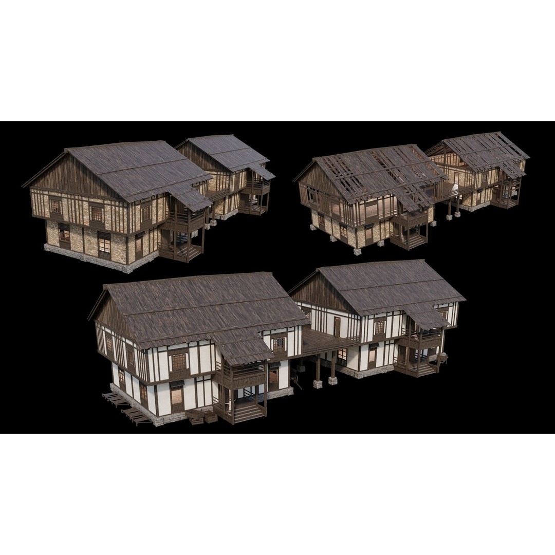Medieval Village 3D Model – Game Ready Low Poly Collection with 4K Textures - View 49