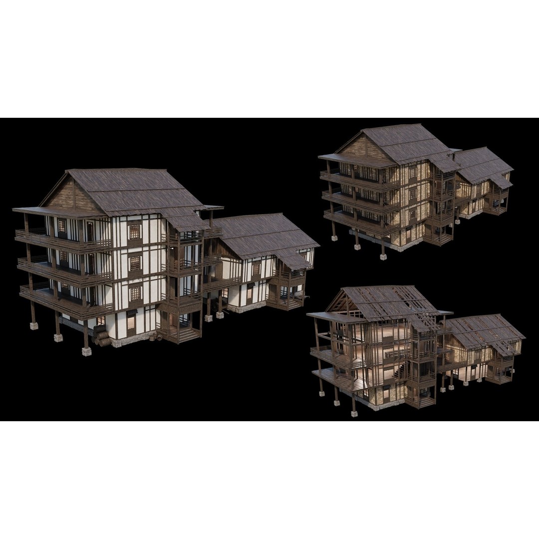 Medieval Village 3D Model – Game Ready Low Poly Collection with 4K Textures - View 51