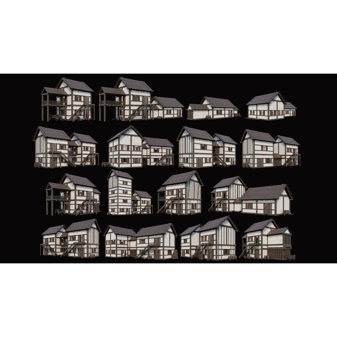 Medieval Village 3D Model – Game Ready Low Poly Collection with 4K Textures - View 54