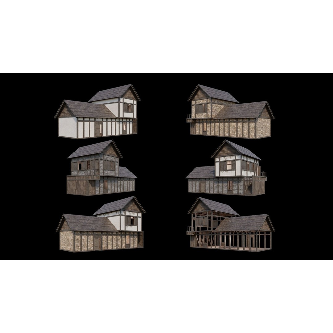 Medieval Village 3D Model – Game Ready Low Poly Collection with 4K Textures - View 56