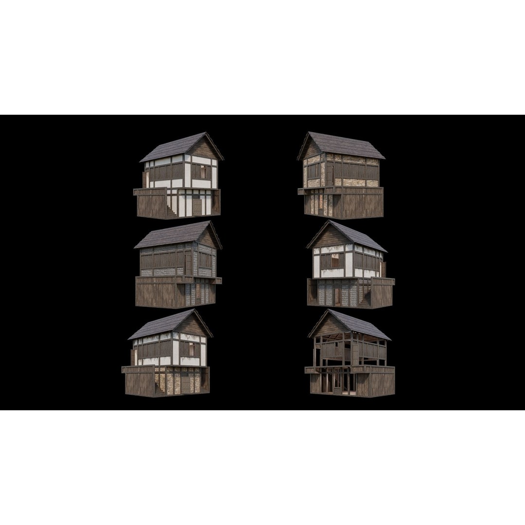 Medieval Village 3D Model – Game Ready Low Poly Collection with 4K Textures - View 57