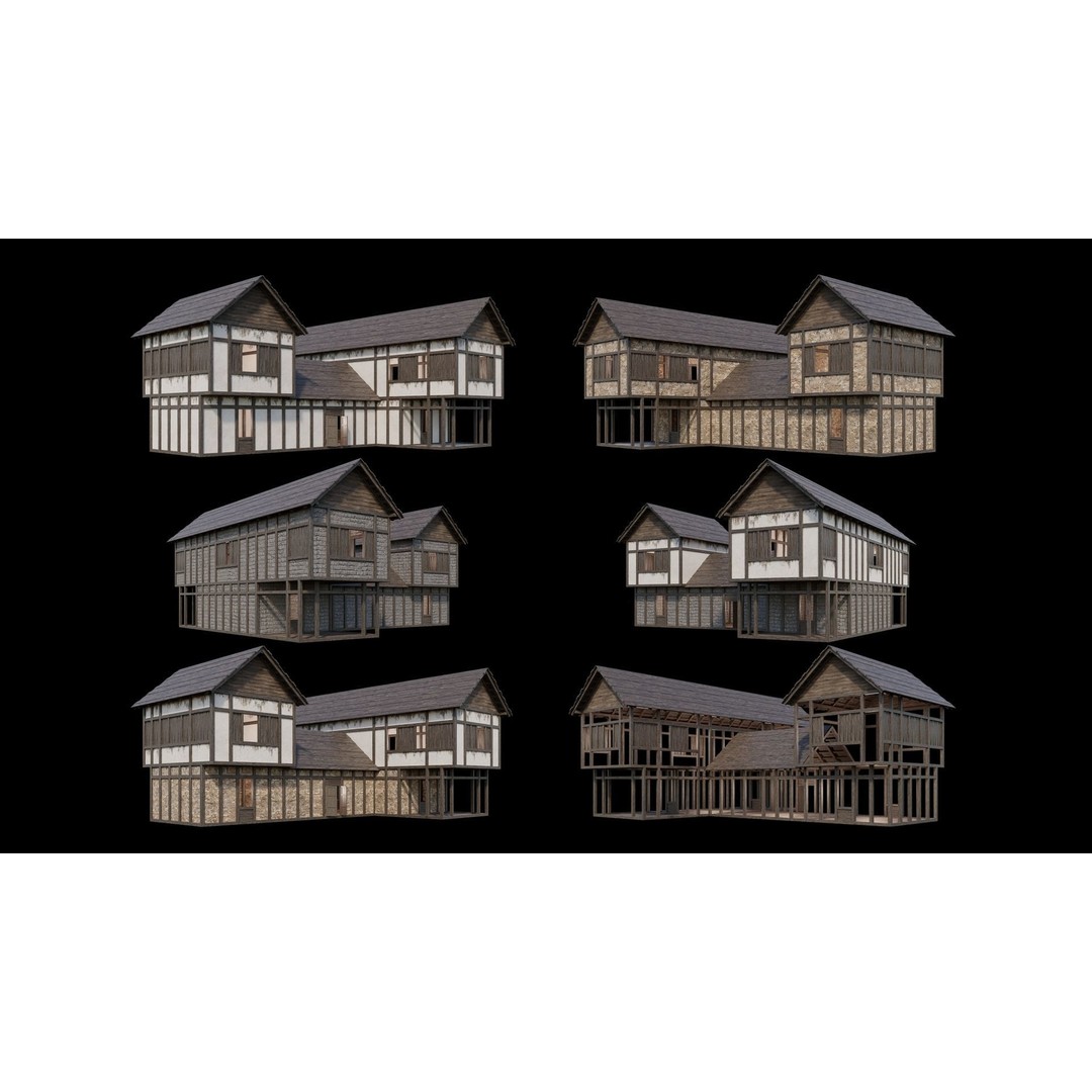 Medieval Village 3D Model – Game Ready Low Poly Collection with 4K Textures - View 58