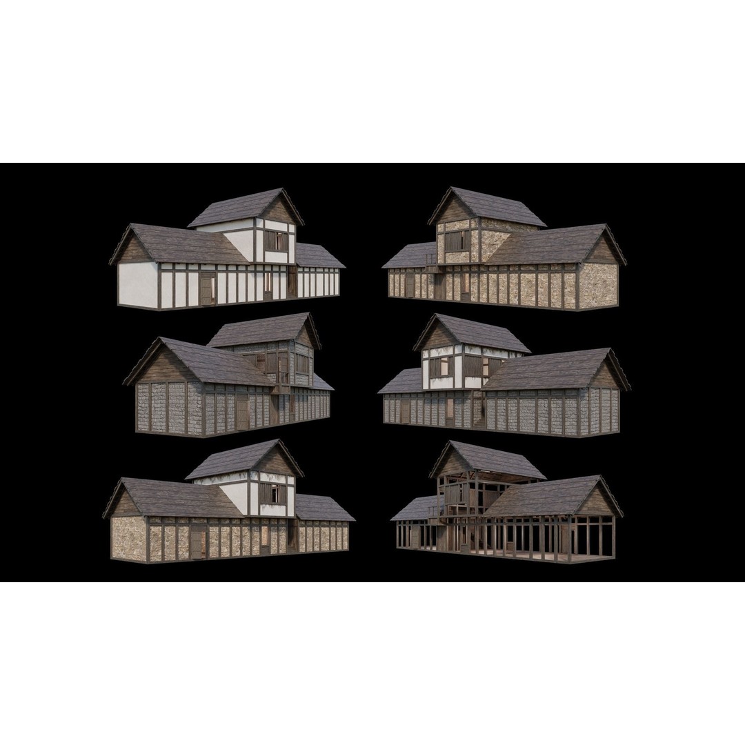 Medieval Village 3D Model – Game Ready Low Poly Collection with 4K Textures - View 59