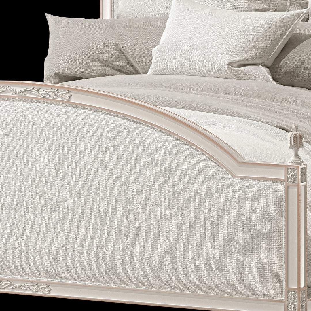 Dauphine Bed 3D Model – Classical Rococo Style, PBR Textures, FBX - View 4