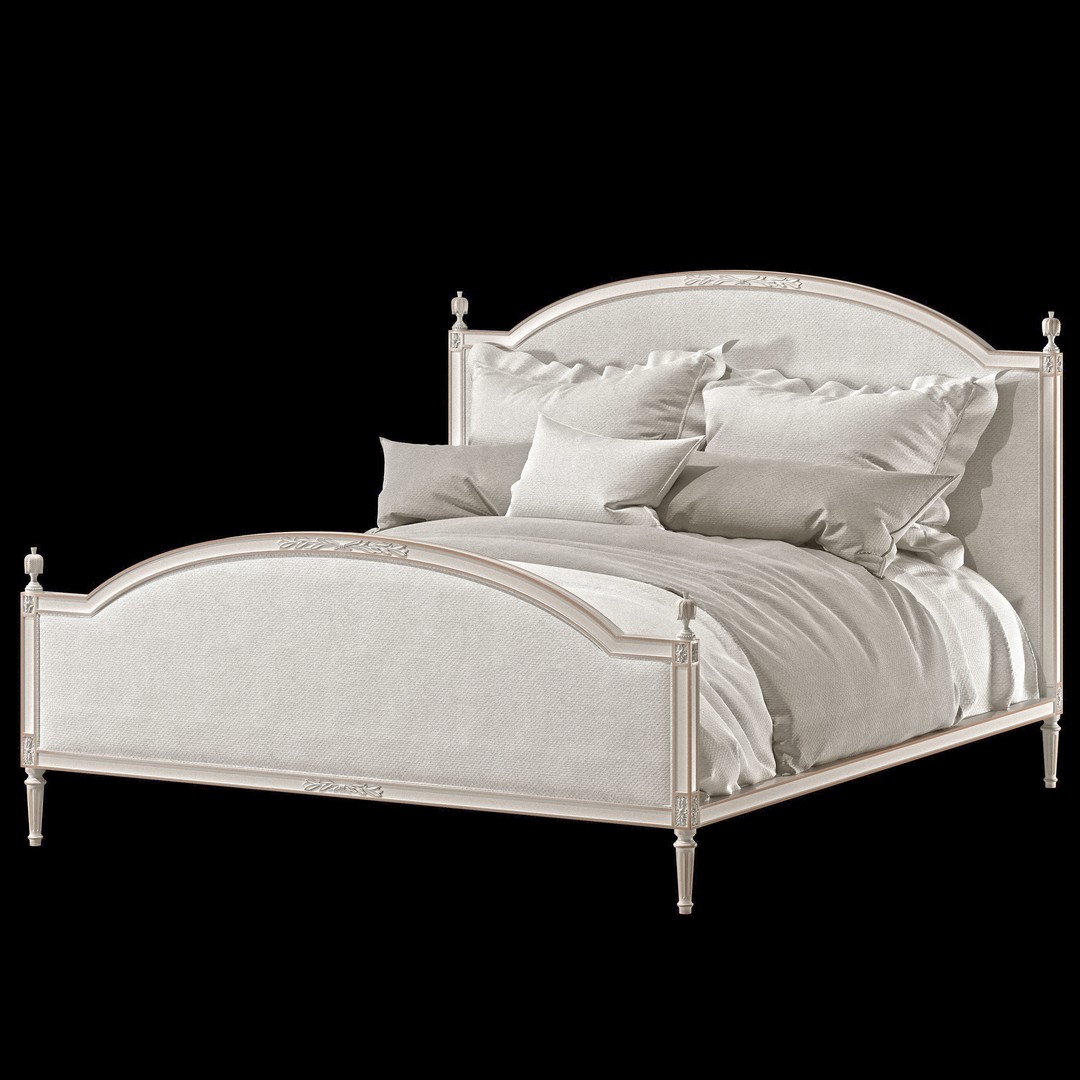 Dauphine Bed 3D Model – Classical Rococo Style, PBR Textures, FBX - View 7