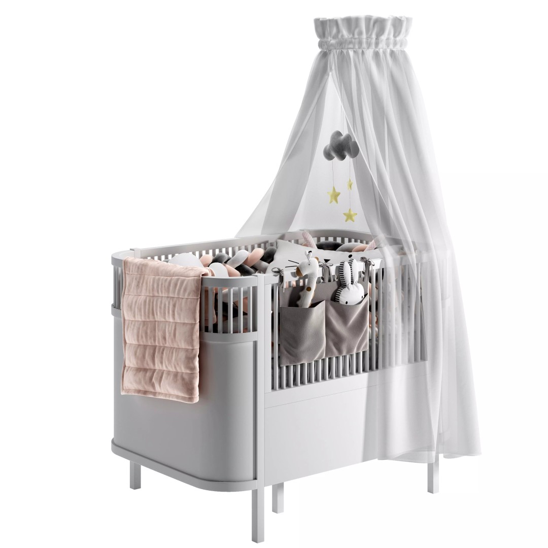 Sebra Baby Cat Bed 3D Model – Soft Fabric Bed with Accessories - View 2