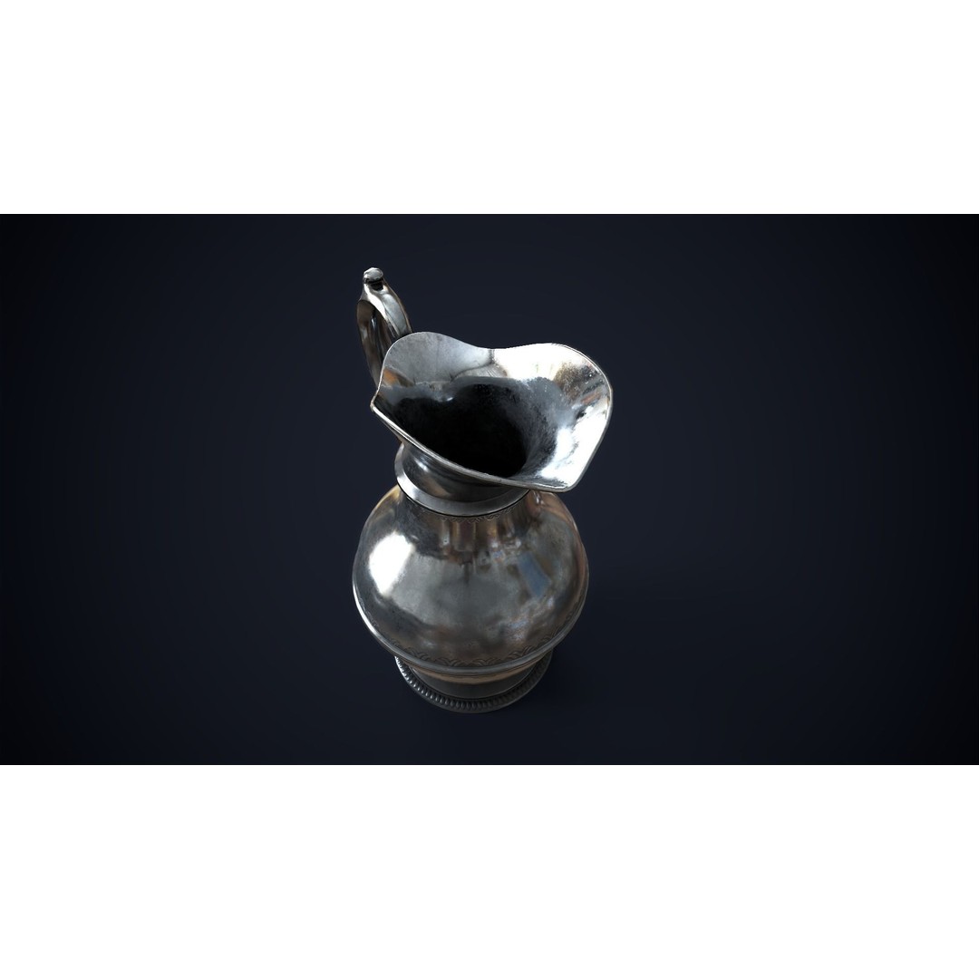 Vintage Metal Jug 3D Model – Low Poly Game Ready Asset, FBX, OBJ - View 10
