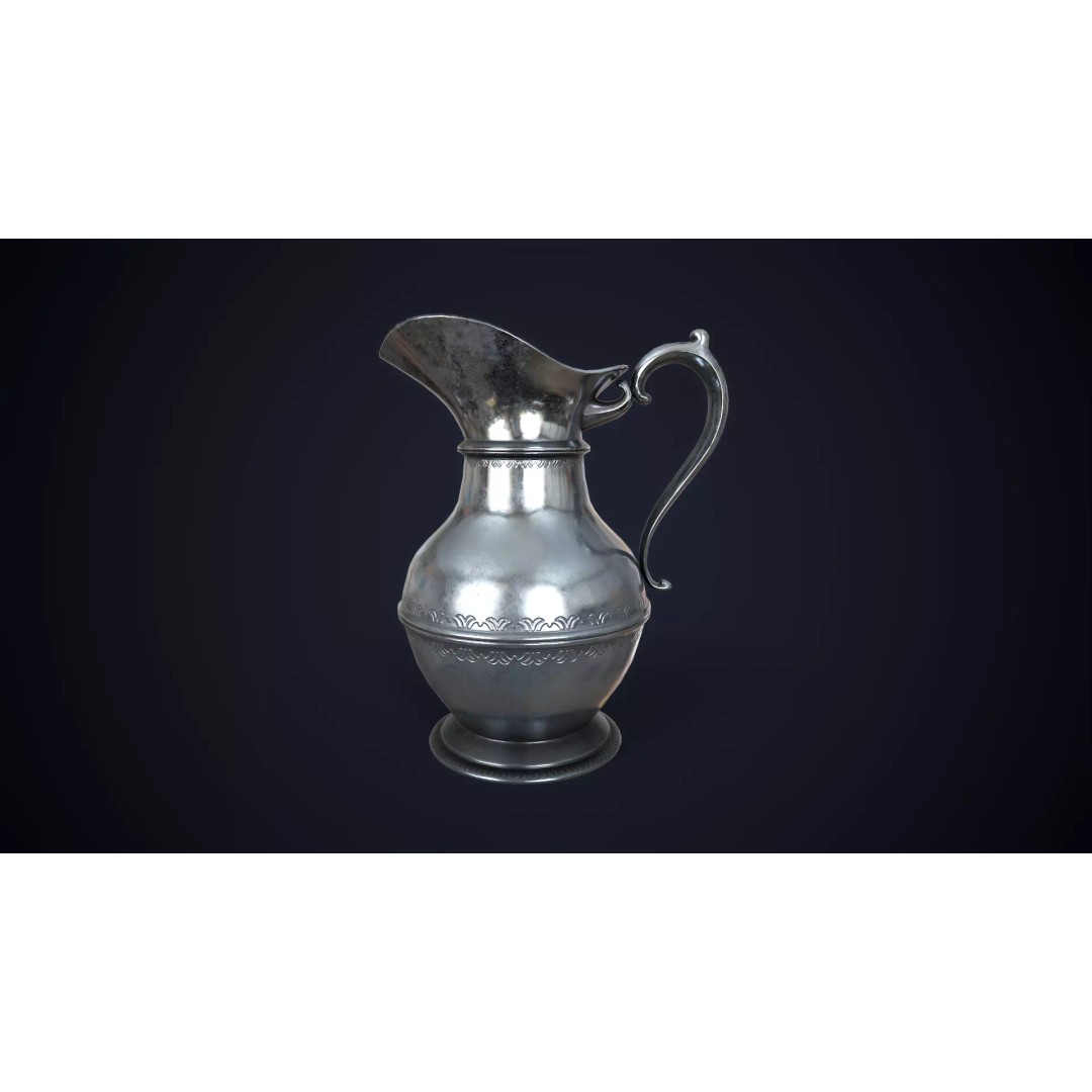 Vintage Metal Jug 3D Model – Low Poly Game Ready Asset, FBX, OBJ - View 2