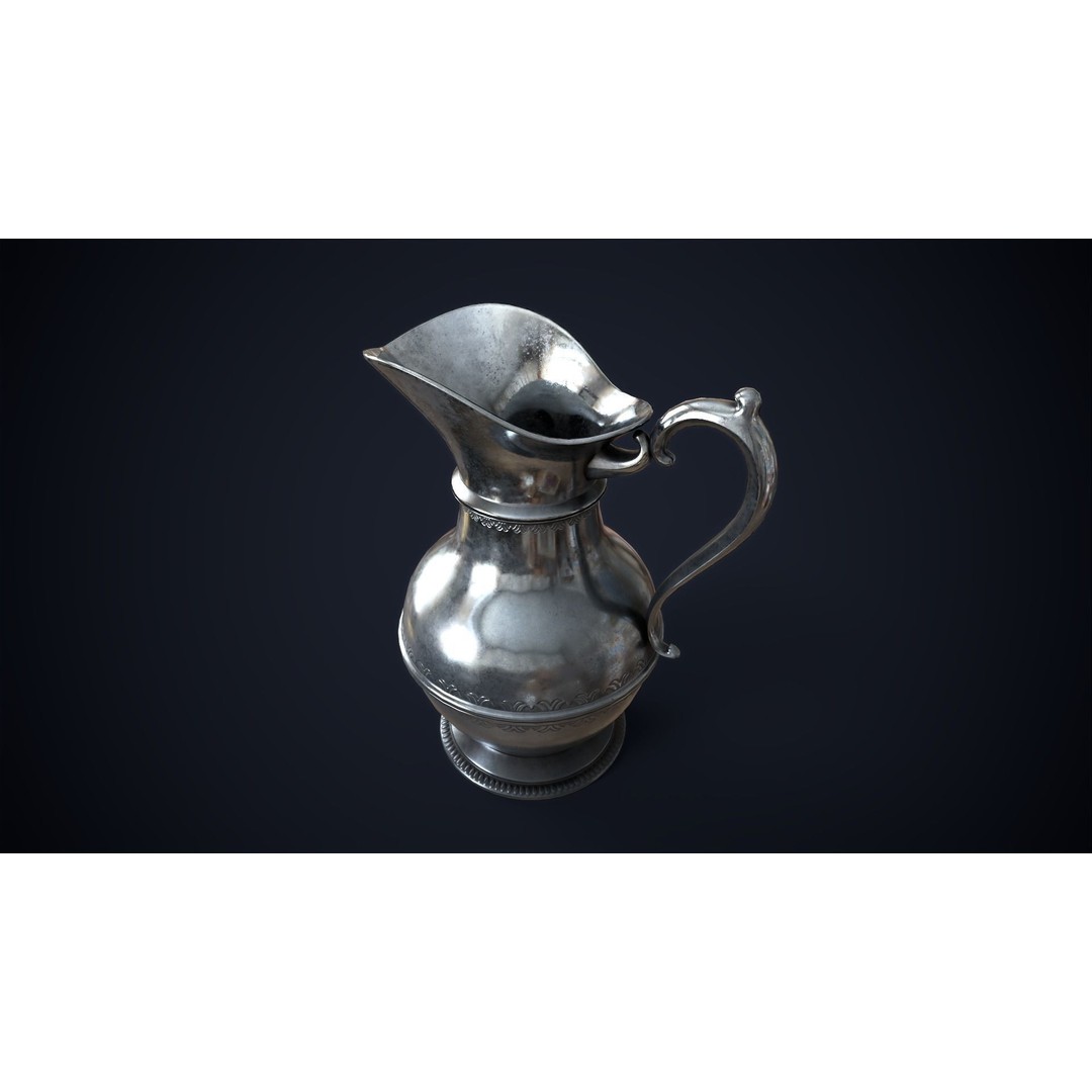 Vintage Metal Jug 3D Model – Low Poly Game Ready Asset, FBX, OBJ - View 3