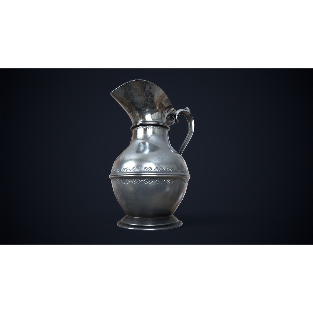 Vintage Metal Jug 3D Model – Low Poly Game Ready Asset, FBX, OBJ - View 6