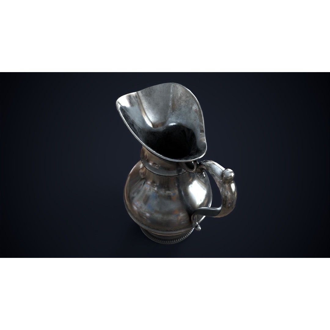 Vintage Metal Jug 3D Model – Low Poly Game Ready Asset, FBX, OBJ - View 7