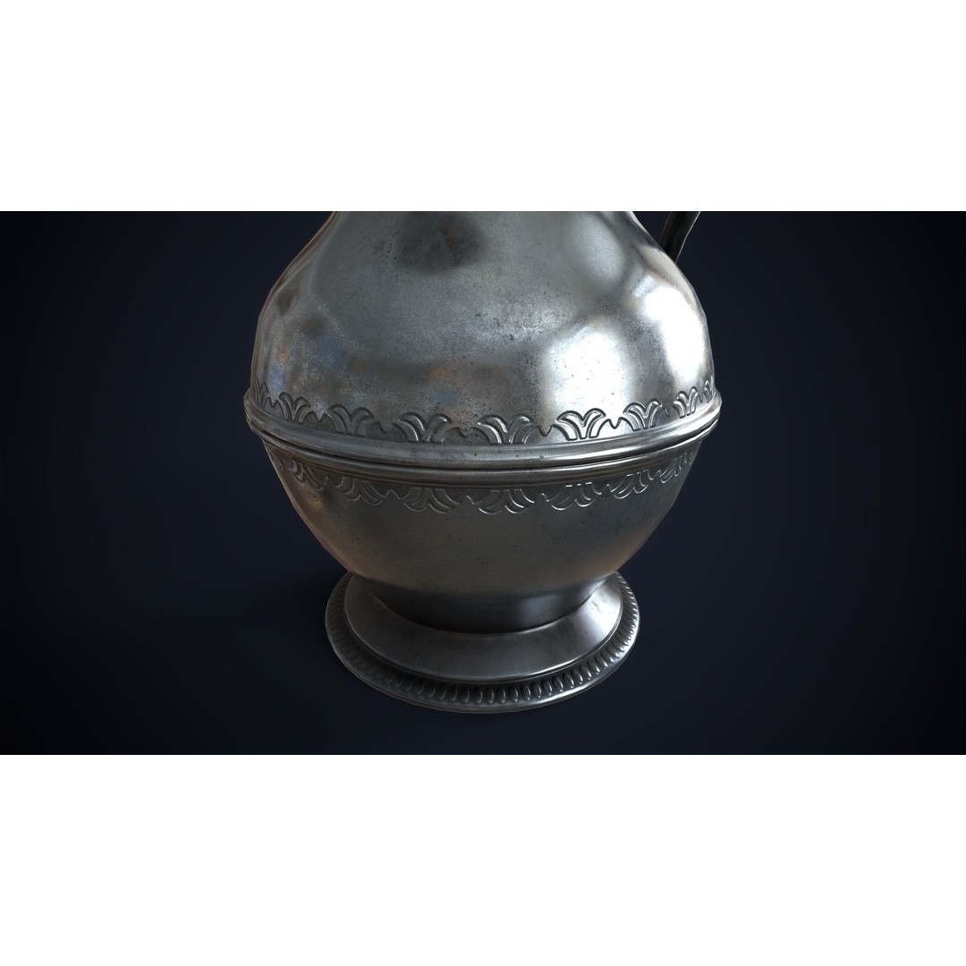 Vintage Metal Jug 3D Model – Low Poly Game Ready Asset, FBX, OBJ - View 8