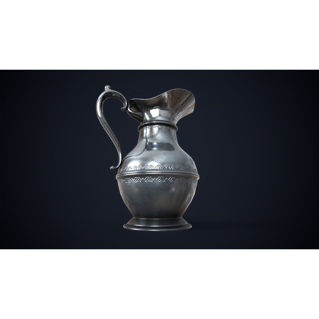 Vintage Metal Jug 3D Model – Low Poly Game Ready Asset, FBX, OBJ - View 9